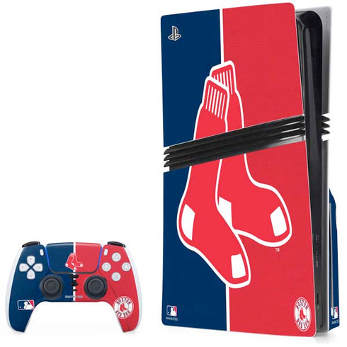 MLB Boston Red Sox Split PS5 Pro Disk Bundle  Skin